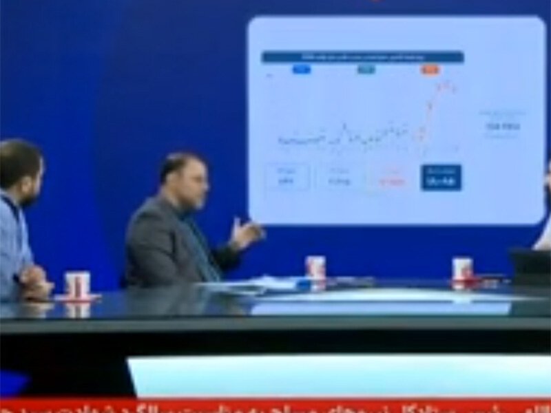 Parlamentario explicando el cambio de rutas en televisión iraní