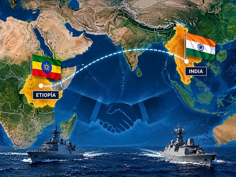 India y Etiopía fortalecen su cooperación bilateral en materia de defensa mediante mecanismos de formación, ejercicios, operaciones de paz e industria militar. Imagen elaborada mediante generación algorítmica.